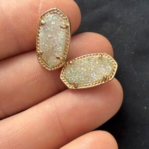 Kendra Scott Gold and Cream Sparkle Earrings
